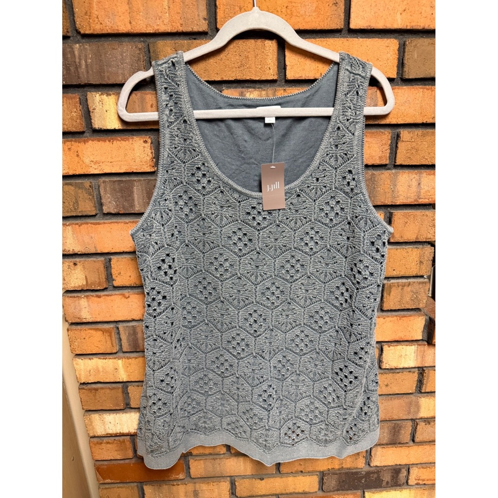 J. Jill Womens LT IVY Pointelle Crochet Knit Tank Top Size Large Tall NWT